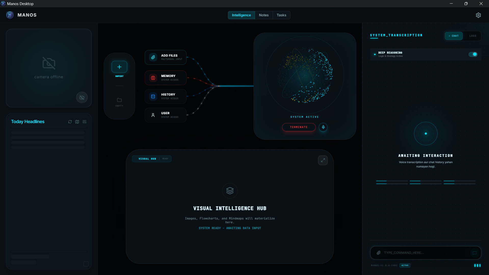 Manos AI v1.0.1 Interface - Visual Intelligence Layer