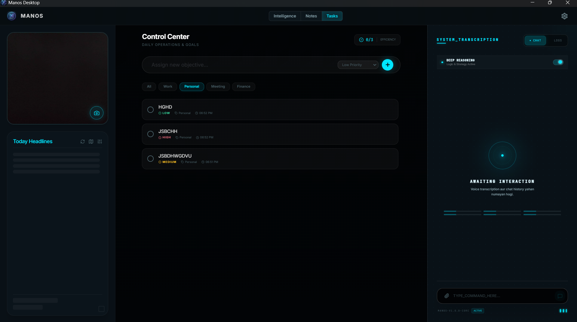Manos AI v1.0.1 Core Console - Command-line Automation